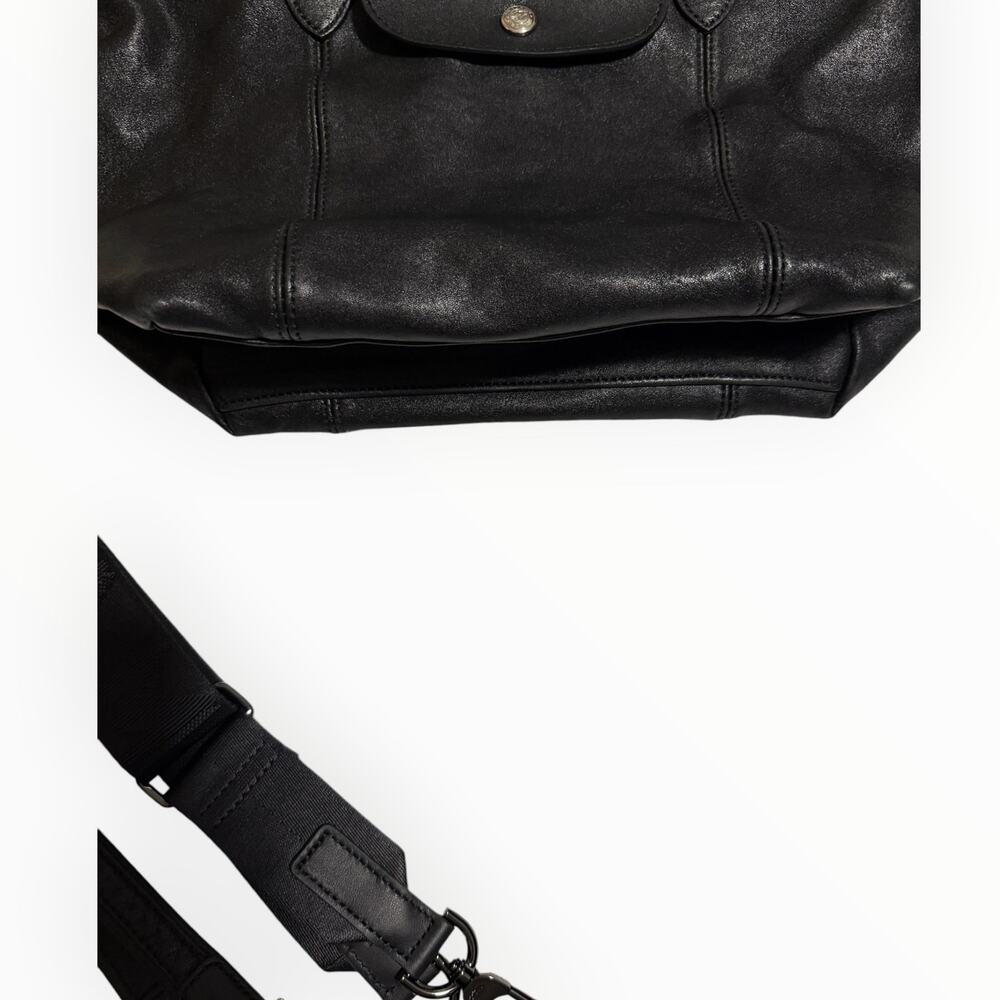 Longchamp Black Leather Top-Handle Satchel with Removable Strap - Picture 4 of 12